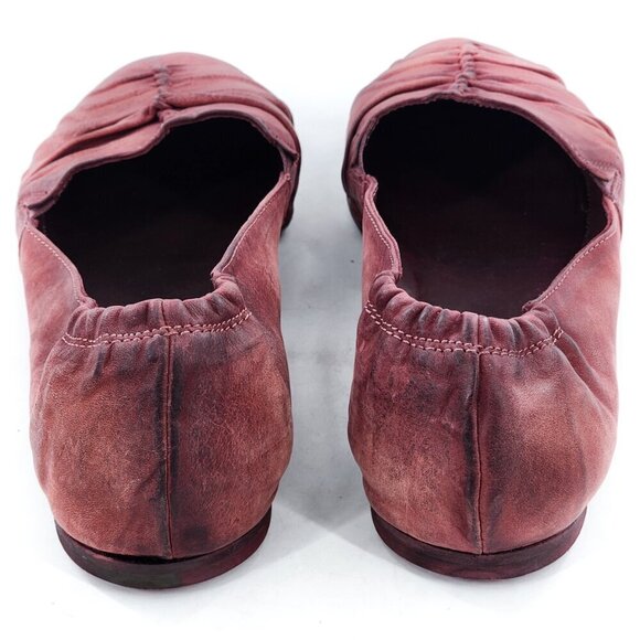 SUNDANCE Viviane Burnished Leather Ballet Flat Slip On Pink - Picture 7 of 10